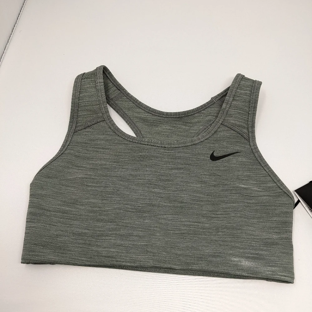 Nike Swoosh Bra Medium Support Compression Support Dri-Fit Size XS Gray NEW